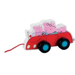 Peppa. Деревянная игрушка-каталка "Семья Пеппы в машине"  (24442)