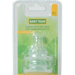 Baby Team. Соска силиконовая класс. 2шт. перемен. поток 6+ (2005)