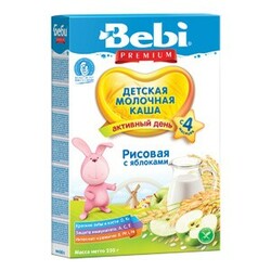 Bebi Рremium. Молочна каша "Рисова з Яблуками" 4 мес+, 250 р.(217545)
