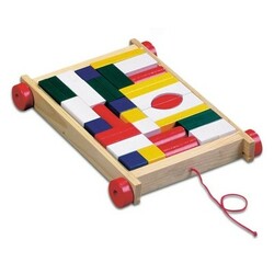 Bino. Тележка с цветными кубиками 34 дет. (80151)