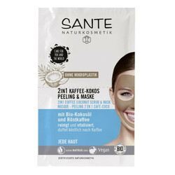 Sante. БИО-Маска-скраб для лица 2в1 Кофе и Кокос, 2*4мл (4025089083467)