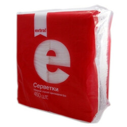 Extra!  Салфетки столовые  1-слойные белые 450шт/уп  (4824034009008)