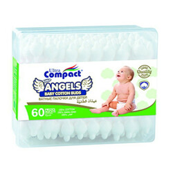 Ultra compact. Дитячі ватні палички з обмежувачем 60 шт.(0303)