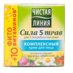 Чистая Линия. Крем для лица Сила 5 трав Комплексный 45мл  (4600702087697)