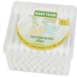Baby Team. Ватні палички з обмежувачем 56 шт., 0мес(0100)