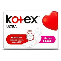 Kotex. Гігієнічні прокладення Ультра Супер 5 крапель, 8 шт.(5029053542645)