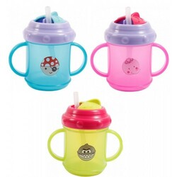 Lindo. Поилка-непроливайка с ручками и силиконовой трубочкой 200мл, 9м+ (Li 713), (007130)