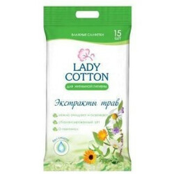 Lady Cotton. Серветки вологі Lady Cotton Intimate З ромашкою 15 шт/уп(4820143707569)