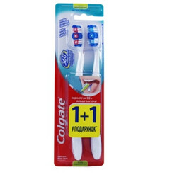 Colgate . Щітка зубна 360 Базова середній жорсткості 1+1   (4606144007347)