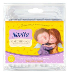 Novita. Палички ватні Gapchinska косметичні п/э 200шт/уп (4823071629576