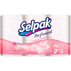 Selpak. Бумага туалетная Perfumed аромат пудры цветная 12 шт/уп  (8690530603950)