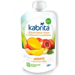 Kabrita. Фруктове пюре з козиними вершками Манго з яблучним пюре з 6 місяців, 100г(006871)