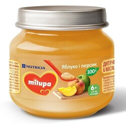 Milupa. Пюре Milupa яблоко и персик, 100 г (003171)