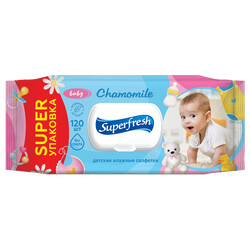 Дитячі вологі серветки "BABY SUPERFRESH"  з клапаном, 120 шт(4823071619010)