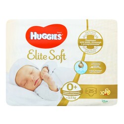 Huggies. Підгузники Huggies Elite Soft 0(2- 3,5 кг), 25 шт.(548005)