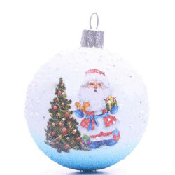Прикраса ялинкова Шар Персонаж иней снігопад білий 6см(4825003012531)