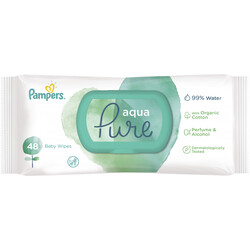 Pampers. Дитячі вологі серветки Pampers Aqua Pure 48 шт. (8001090603326)