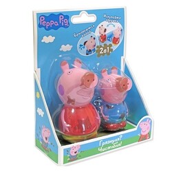 Peppa. Набор игрушек-брызгунчиков PEPPA - ЧИСТЮЛЯ ИЛИ ГРЯЗНУЛЯ (Пеппа и Джордж, меняют цвет в теплой