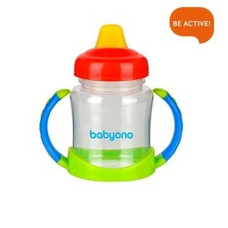 BabyOno. Кружка-непроливайка с мягким носиком - маленькая,180 мл.,  6мес. + (206)
