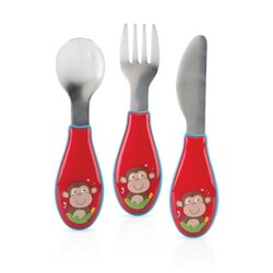 Nuby. Набор столовых приборов: ложка, вилка, нож, 12мес+ (5571)
