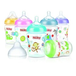 Nuby. Антиколиковая бутылочка с соской "медленный поток",270мл,0мес+ (1192)