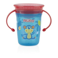Nuby. Чашка-непроливайка 360 ° з ручками і кришкою, 240мл, 6мес(10410)