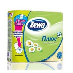 Zewa Plus. Двухслойная туалетная бумага яблоко, 4 рулона, 128 отрывов (019309)