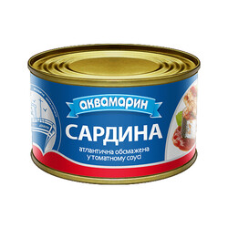 Аквамарин. Сардина атлантическая обжаренная в томатном соусе, 230 г (4820183772473)