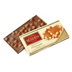 Roshen. Шоколад молочный с целыми лесными орехами 90гр(4823077616341)