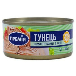 Премія. Тунец кусочки в масле ключ 185гр (4824024001692)