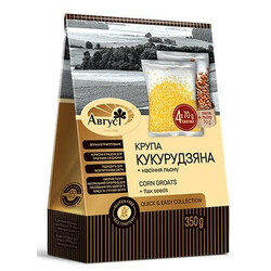 Август. Крупа Август кукурузная в пакете с семенами льна 350 г (4820019601328)