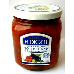 Ніжин. Баклажани По-грецьки в маслиновій олії 450гр(4823006802449)