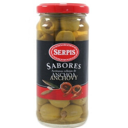 Serpis. Оливки зеленые фаршированные анчоусами 235г (8410344900188)
