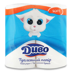 Диво . Бумага туалетная Диво New целлюлозная белая 4 шт. уп (4820003831915)