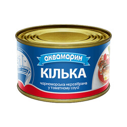 Аквамарин. Килька черноморская неразделанная в томатном соусе, 230 г(9865060030814)