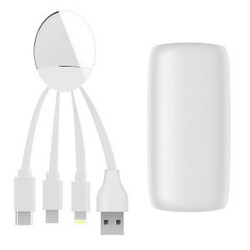 Xoopar. 	 Внешн.порт.аккум.батареяXOOPAR - WEEKENDER (Li-Pol,5000мА*ч,бел,с каб.Тype-C,Lighting,micr