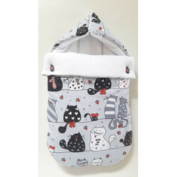 Viall.  Детский зимний конверт "Joy" жирные коты на сером фоне" (8997)