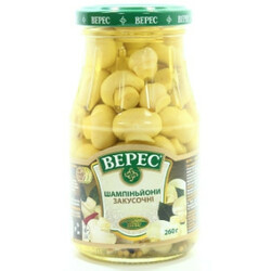 Верес. Грибы закусочные маринованные шампиньоны 260г(9865060030531)