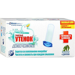 Туалетне Каченя. Диски чистоти Евкаліпт відбілювальна формула 6шт/уп(5000204775709)