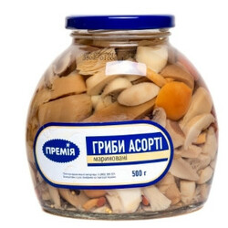 Премія. Гриби Асорті в маринаді 500 г(4824034015368)