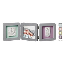 Baby Art. Рамочка Тройная с отпечатком ручки ножки малыша Серая (34120139)