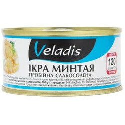 Veladis. Икра минтая пробойная слабосоленая ж/б 120 г (4823097900499)