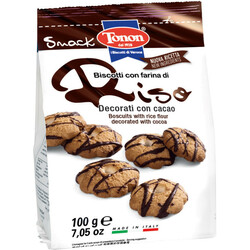 Tonon. Печиво Snack Rice з рисового борошна з шоколадом 100 г(8009120008219)