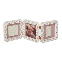 Baby Art. Рамочка Тройная с отпечатком ручки ножки малыша Медно-белая (3601092800)