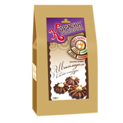 Корисна Кондитерська. Печенье шоколад в белой глазури 130г (9865060023489)