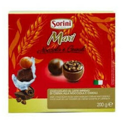 Sorini. Конфеты Макси из молочного шоколада, фундука и карамели с злаками 200 г(98006423468606)