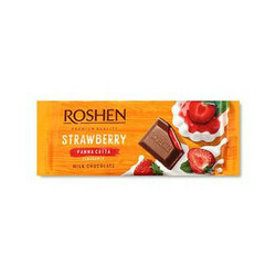Roshen. Шоколад молочный вкус клубничная панакота 90г (5996496013745)