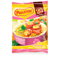 Роллтон.  Вермішель Роллтон додому бульйоні з сиром і беконом 60 г(4820179251357)