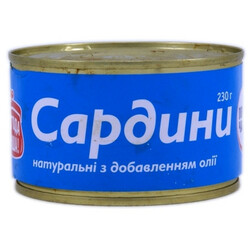 Повна Чаша. Сардина натуральні з додаванням олії 230г(4824034016761)
