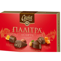 Свиточ. Конфеты в коробке Палитра Ассорти молочный шоколад 200г(9164818919464)